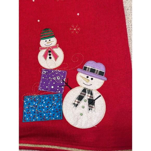 Ugly Christmas Sweater Vest Red Snowman Gold Pearls Plus Size 2X (20) - Picture 9 of 10